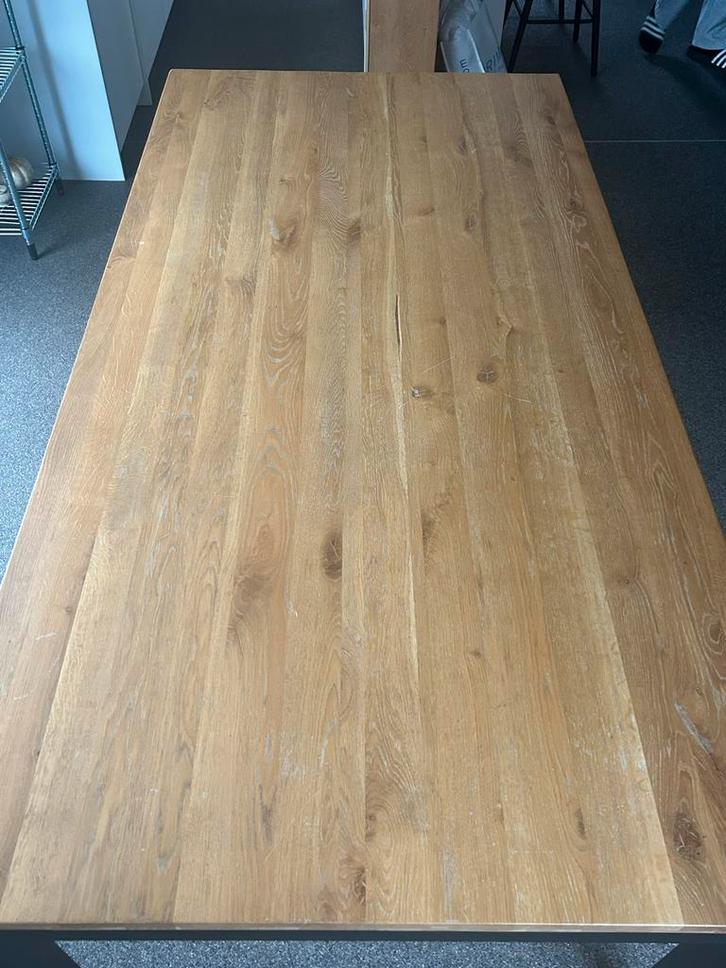 Houten Tafel - 200x100cm - Zwart Metalen Poten, Huis en Inrichting, Tafels | Eettafels, Gebruikt, 50 tot 100 cm, 200 cm of meer