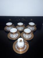 6 Antieke bladgouden barok kop en schotels, Antiek en Kunst, Verzenden