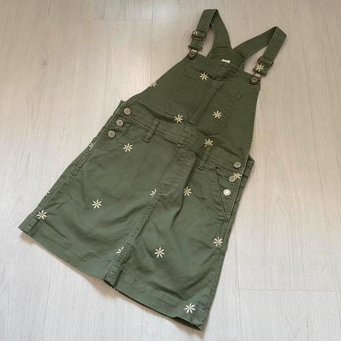 legergroen met geborduurde madeliefjes GAP overgooier jurk, Kinderen en Baby's, Kinderkleding | Maat 134, Zo goed als nieuw, Meisje