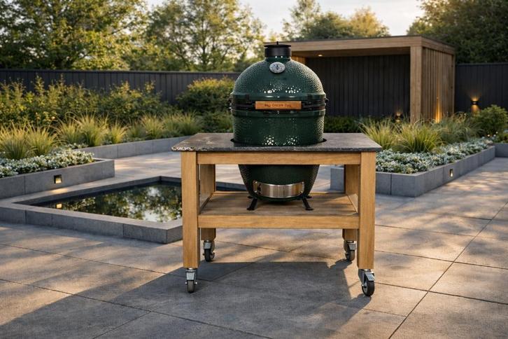 Easy Luxe Massief Eiken BBQ-Meubel Incl. Graniet, Tuin en Terras, Buitenkeukens, Nieuw, Houtskool, Vrijstaand, Ophalen of Verzenden