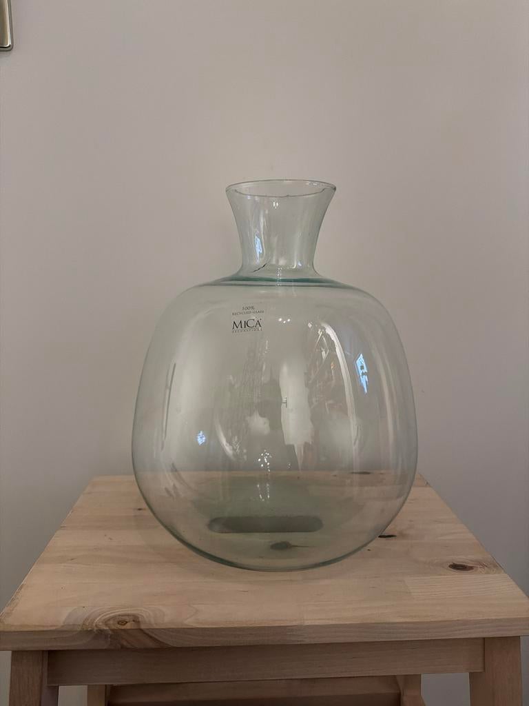 MiCa Decorations bolle glazen vaas, Huis en Inrichting, Woonaccessoires | Vazen, Overige kleuren, Nieuw, Ophalen of Verzenden