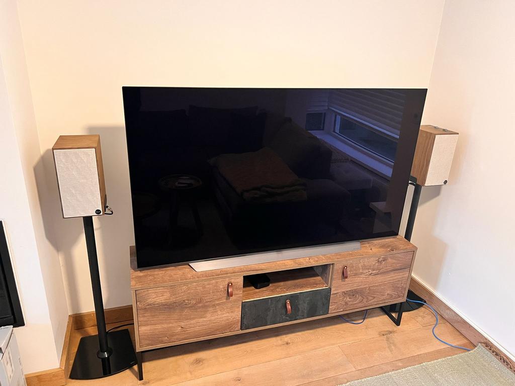 Klipsch The Fives speakers (2 stands, remote, cables inc.), Audio, Tv en Foto, Luidsprekers, Zo goed als nieuw, 120 watt of meer