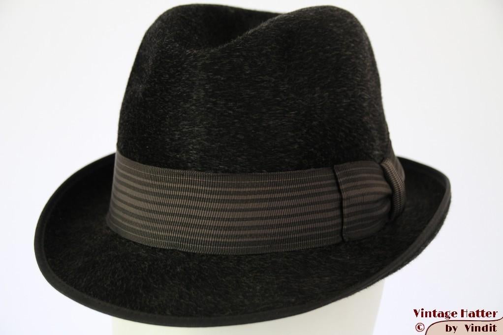Vintage Gleufhoed Wegener Atlantic donker grijs haarvilt 55, Kleding | Heren, Hoeden en Petten, Hoed, Ophalen of Verzenden, 57 cm (M, 7⅛ inch) of minder