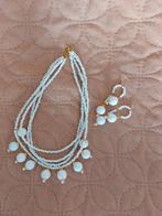 prachtige ketting en oorbellen met witte koralen, Sieraden, Tassen en Uiterlijk, Kettingen, Ophalen of Verzenden, Wit