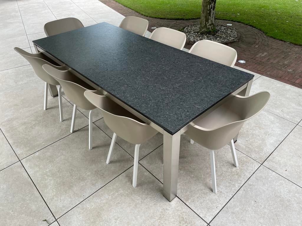 Bernstein Buitentafel Graniet RVS 220x100x76cm, Ophalen of Verzenden, Gebruikt, Rechthoekig, Rvs