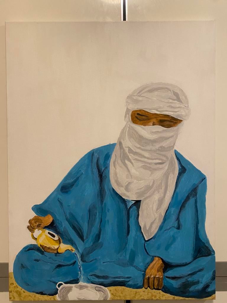 Schilderij, woestijnman, grote canvas, Antiek en Kunst, Ophalen