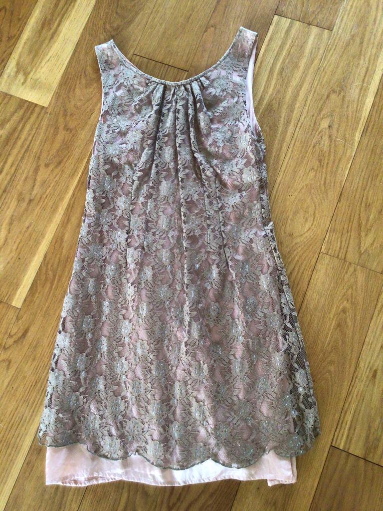 Zijden Edith & Ella feestjurkje met kant maat 36, Ophalen of Verzenden, Zo goed als nieuw, Roze, Maat 36 (S)