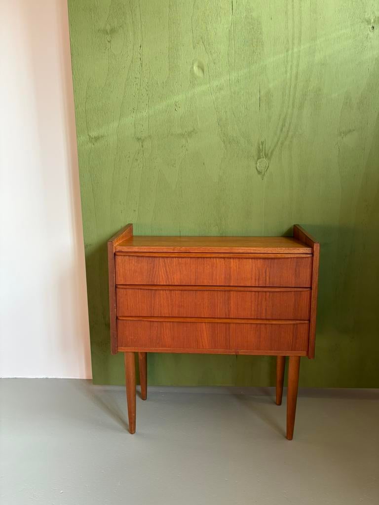 Deens MidCenturydesign ladekastje teak vintage, Ophalen, Deens vintage design, Teakhout, 50 tot 100 cm
