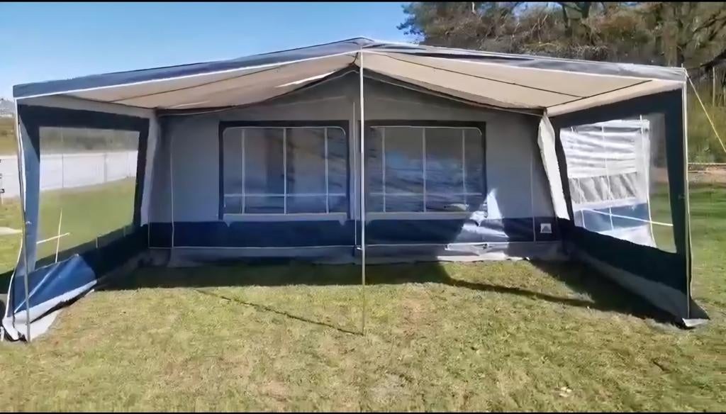 Voortent 4-seizoenen maat 12 met zijstuk en luifel, Caravans en Kamperen, Voortenten en Luifels, Ophalen, Gebruikt, Ten Cate All Season 240g/m2