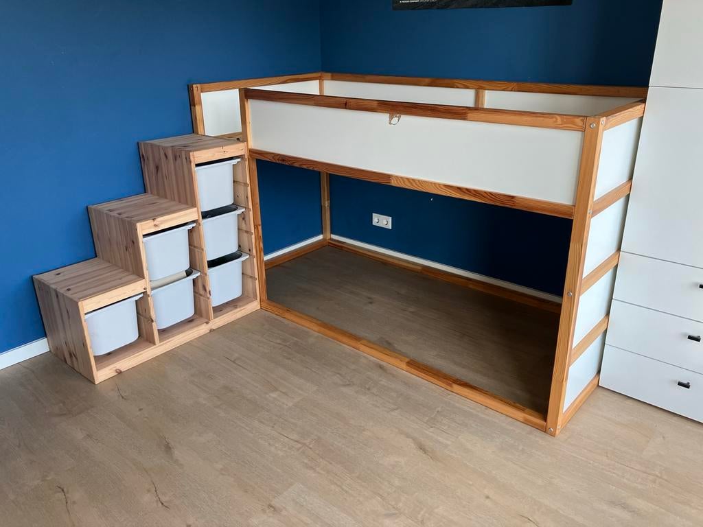 IKEA KURA kinderbed met TROFAST (trap)kast, Ophalen, Gebruikt, Halfhoogslaper