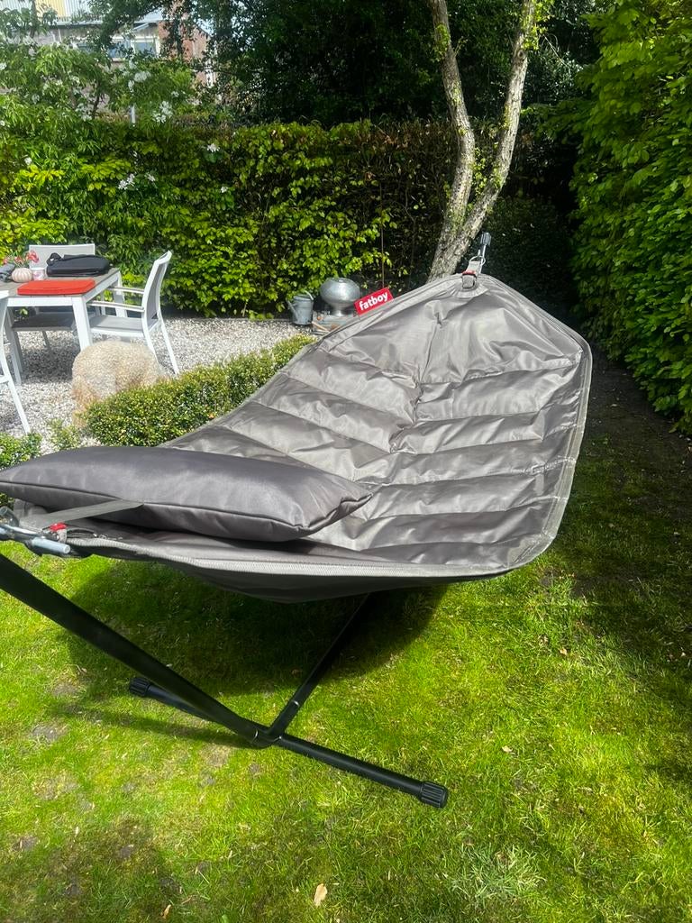 Fatboy Headdemock Superb Deluxe, kleur Taupe grey, Tuin en Terras, Hangmatten, Ophalen, Zo goed als nieuw, Buiten, Met standaard