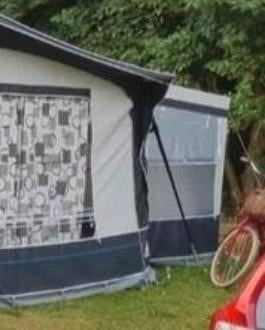 Dorema lugano uitbouw aanbouw zijtent erker klompenhok grijs, Ophalen, Gebruikt, 110 cm of meer