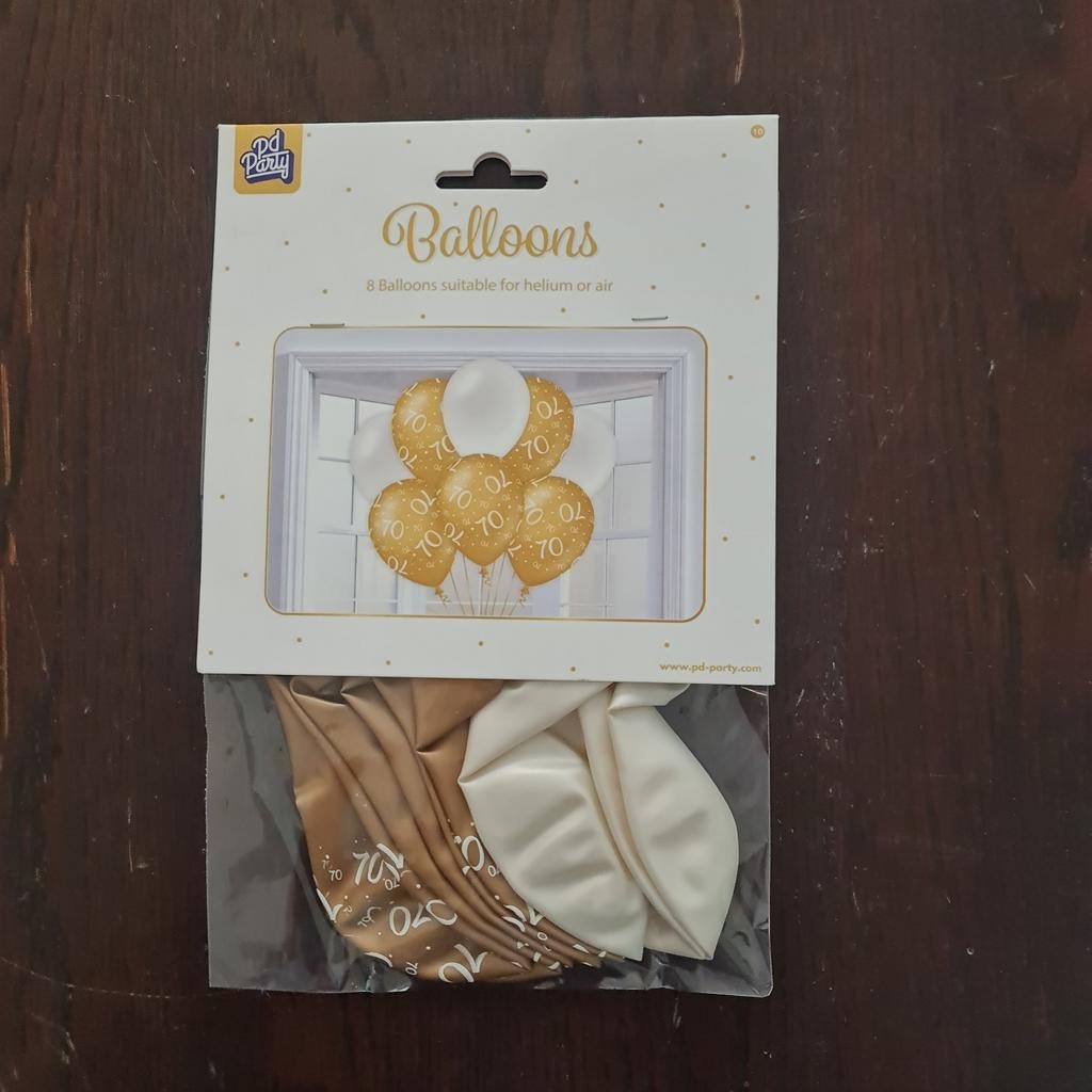 2x8 ballonnen voor 70 jaar, Ophalen of Verzenden, Nieuw, Versiering, Verjaardag