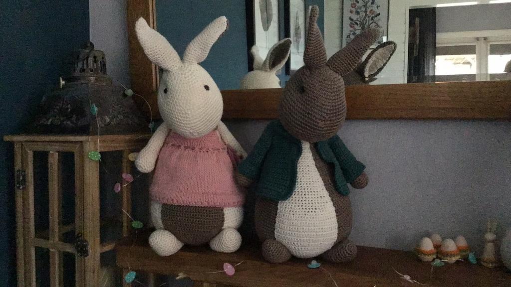 Zelfgehaakte pieter konijn en fleurtje, Ophalen, Nieuw, Haken, Patroon of Boek