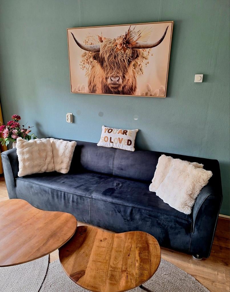 Gelderlandbank XL - Henk de Vos - Donkerblauw Suède Leer, Ophalen, Gebruikt, Design, Modern, Driepersoons