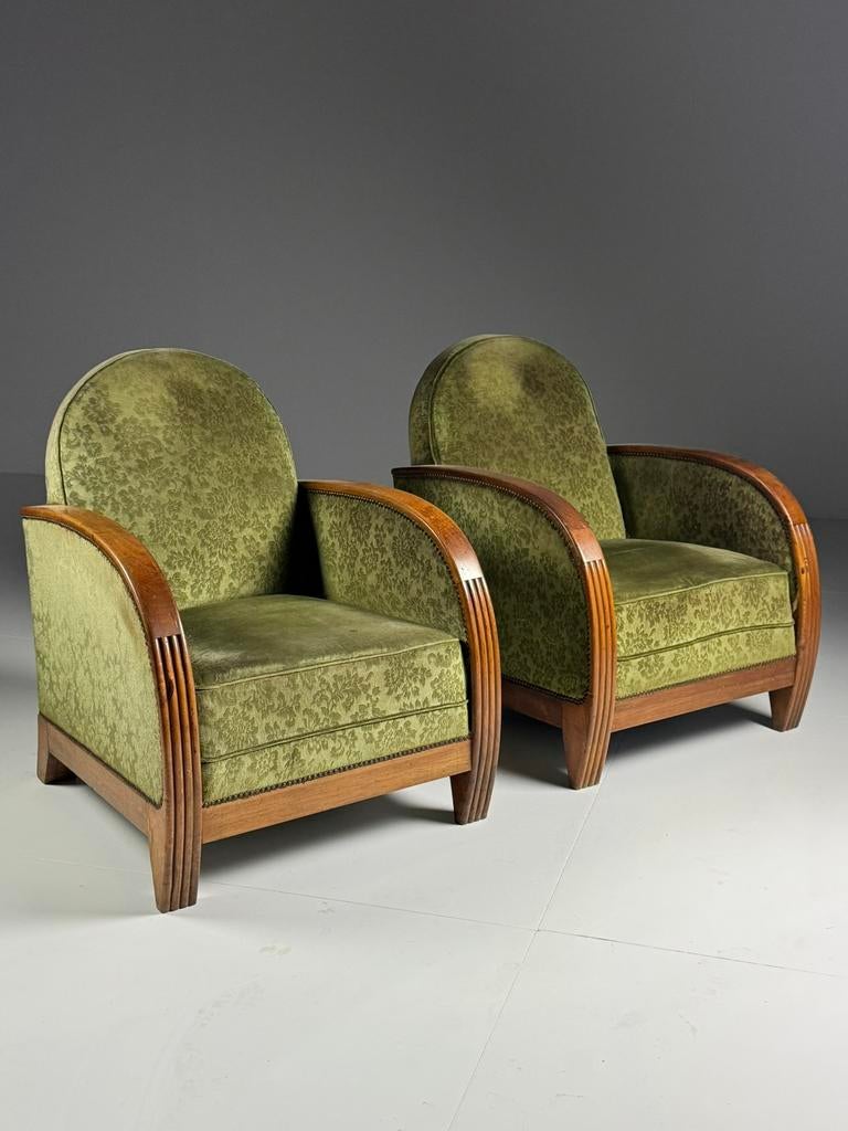 Set van 2 Art Deco clubfauteuils