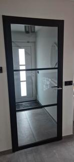 Glazen binnendeur met zwarte omlijsting 88x211 svedex, Ophalen, 80 tot 100 cm, Binnendeur, Zo goed als nieuw