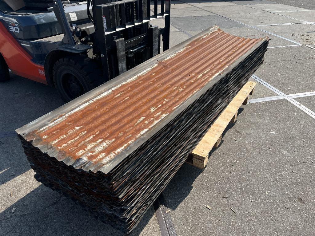 Zinken dakplaten  golfplaten met roest, industrieel mancave, Ophalen, Gebruikt, 75 m² of meer, Overige typen