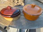 Twee aardewerken potten met deksel, Ophalen of Verzenden