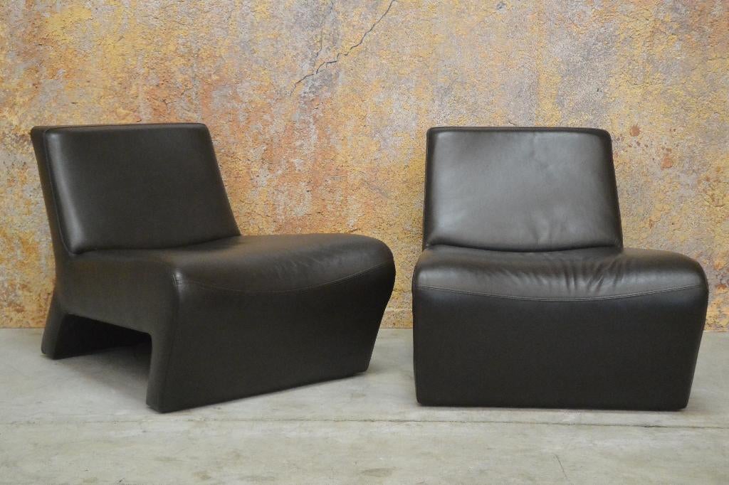 ZGANieuw 2 bruine leren design fauteuils van Machalke, Huis en Inrichting, Fauteuils, 75 tot 100 cm, Ophalen of Verzenden, Zo goed als nieuw
