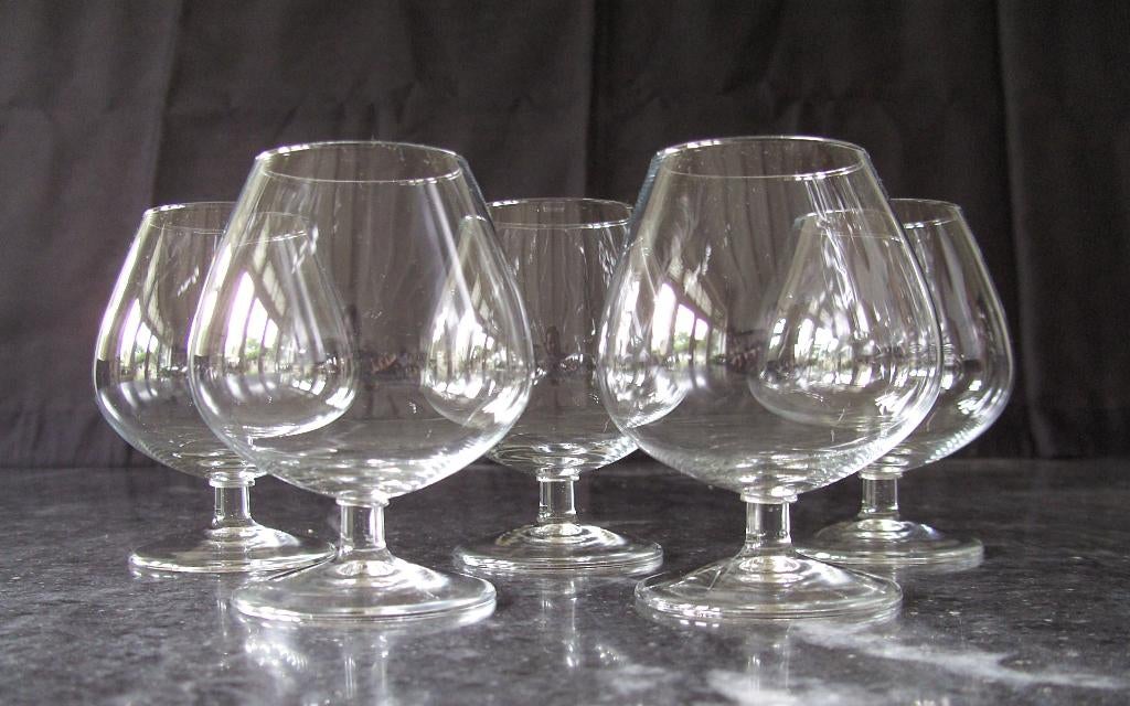 cognacglazen  -  5 cognac glazen, Glas of Glazen, Ophalen of Verzenden, Effen, Glas