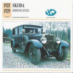 Kw2149 autokaart skoda hispano - suiza, Verzamelen, Ophalen of Verzenden, Zo goed als nieuw, Auto's