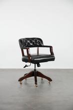 zwarte chesterfield bureaustoel gemaakt van rundleer, Ophalen, Gebruikt, ., Zwart
