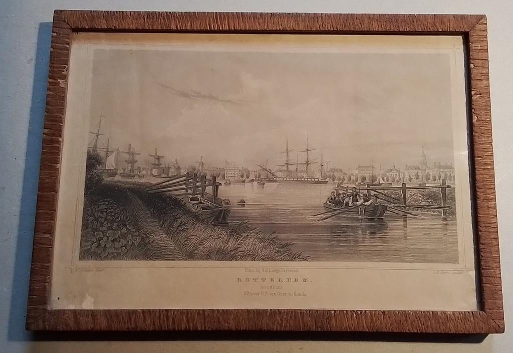Staalgravure Rotterdam,  de Boompjes, 1858, Antiek en Kunst, Kunst | Etsen en Gravures, Ophalen of Verzenden