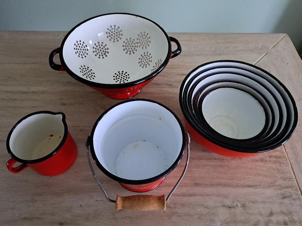 emaille rood, Antiek en Kunst, Ophalen