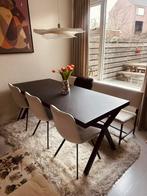 Loods 5 eetkamerset tafel, 4 stoelen en bankje, Ophalen, 50 tot 100 cm, Zo goed als nieuw, 150 tot 200 cm