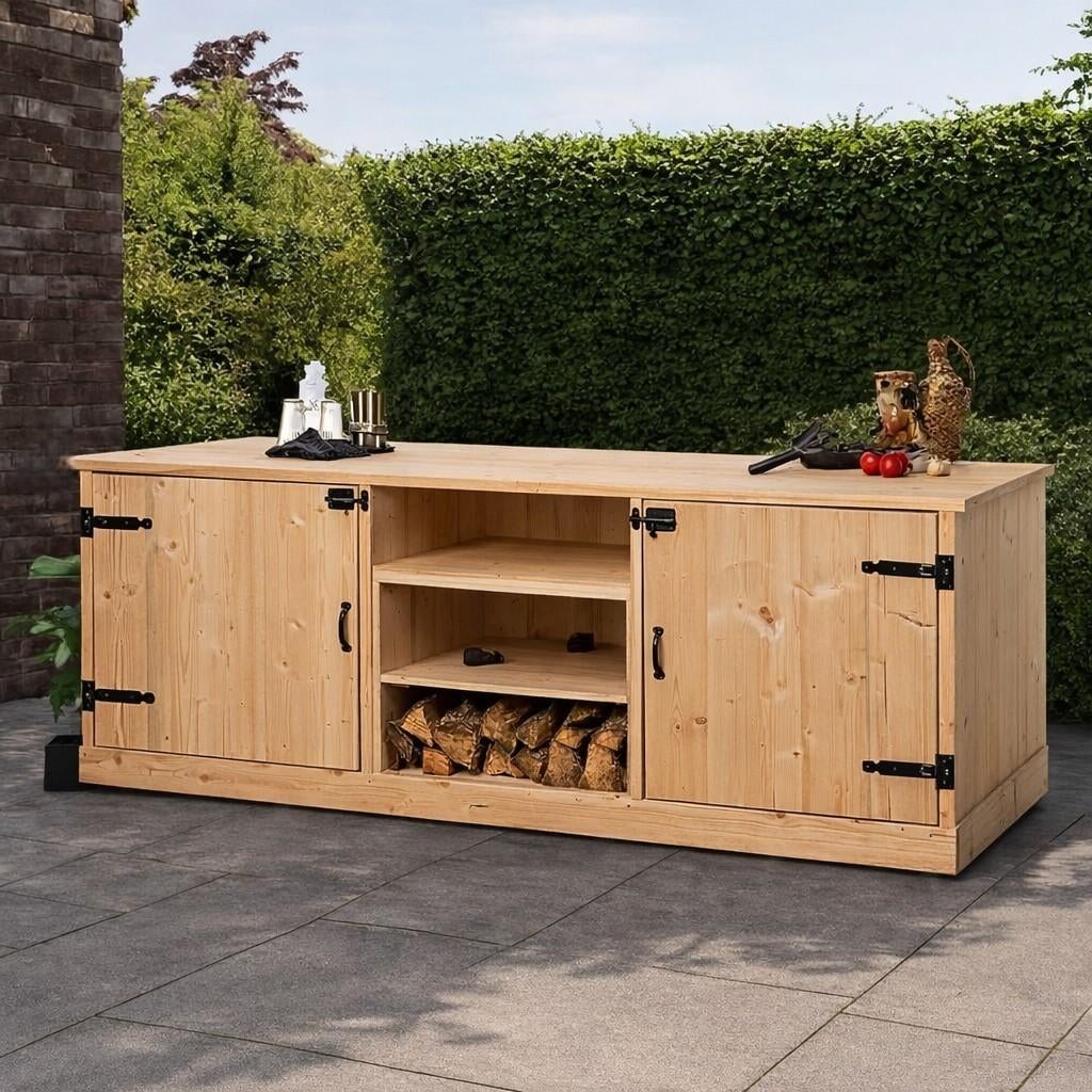 Steigerhouten buitenkeuken - AANBIEDING, Tuin en Terras, Houtskool, Nieuw, Ophalen of Verzenden, Zelfgemaakt