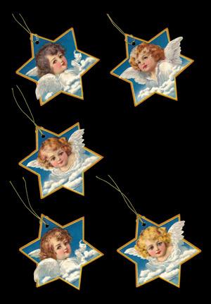 Geschenkhangers Sterren met engelen poezieplaatjes 7-253, Verzenden