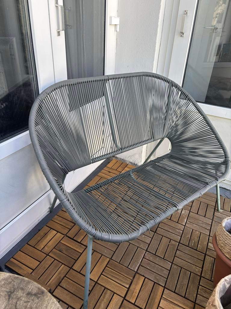 Kaki/groen tuinbank/balkonbankje/loungebank leenbakker, Ophalen, Gebruikt