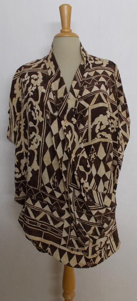 100% silk/seta batik look top van Persona! 50, Bruin, Verzenden, Maat 46/48 (XL) of groter, Zo goed als nieuw