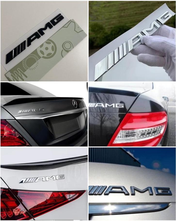AMG Kofferbak embleem chroom of zwart nieuw, Auto-onderdelen, Carrosserie en Plaatwerk, Bumper, Mercedes-Benz, Oldtimer onderdelen