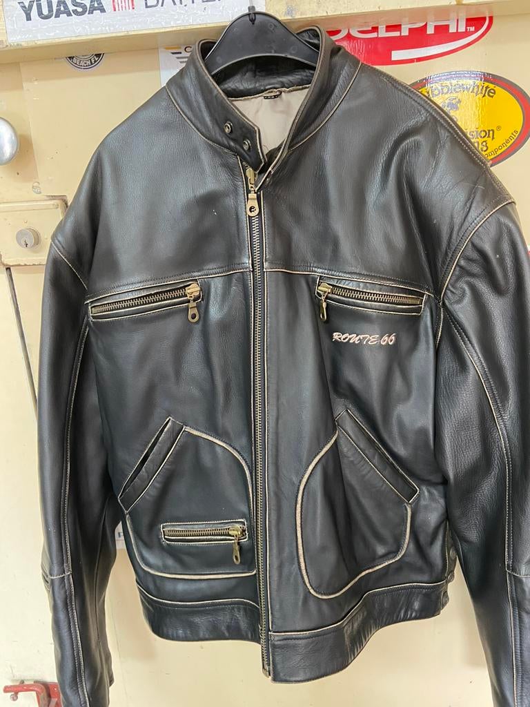 Leren motorjas Route 66 – stoer biker jack – maat XL, Ophalen, Tweedehands, Heren, Jas | leer