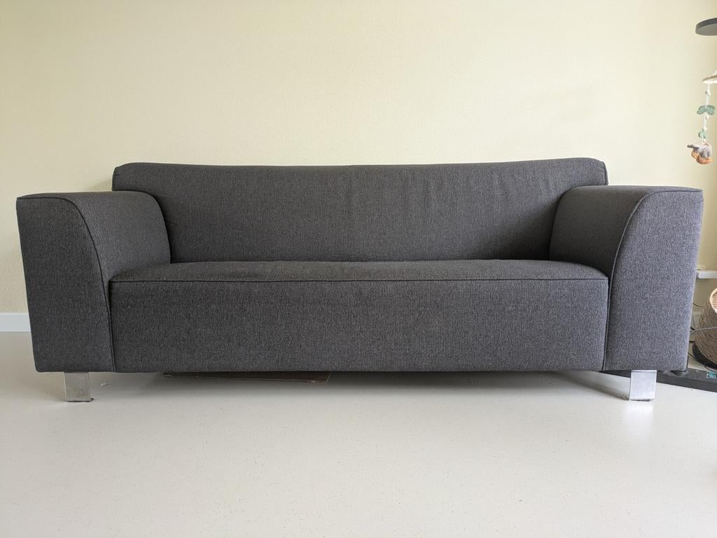 Grijze bank - stof - Trendhopper, Ophalen, Gebruikt, 75 tot 100 cm, Rechte bank