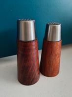 Vintage teak peper en zoutstel met rvs dop, Ophalen of Verzenden