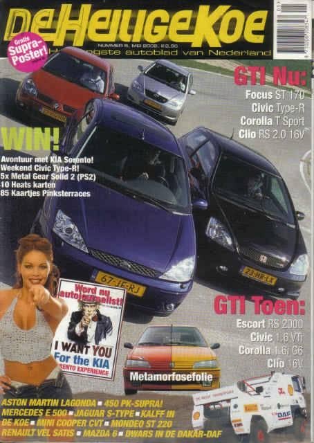 Heilige Koe 5 2002 : Ford Escort RS2000 - Honda Civic Type R, Boeken, Auto's | Folders en Tijdschriften, Gelezen, Algemeen, Ophalen of Verzenden