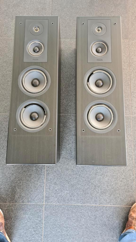 Philips luidsprekers, speakers, FB 850, voor de kenner, Audio, Tv en Foto, Luidsprekers, Gebruikt, Front, Rear of Stereo speakers