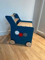 Houten loopkar blauw, Ophalen, Gebruikt, Duw- of Trekspeelgoed