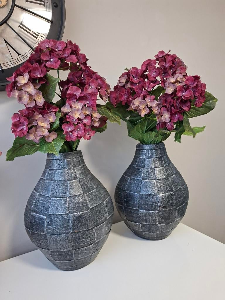 Set van 2 decoratieve vazen met kunstbloemen, Huis en Inrichting, Woonaccessoires | Kunstplanten en Kunstbloemen, Ophalen, Zo goed als nieuw