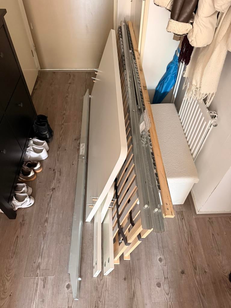 IKEA ASKVOLL bed 140x200 inclusief lattenbodem, Ophalen, Wit, Tweepersoons, 140 cm