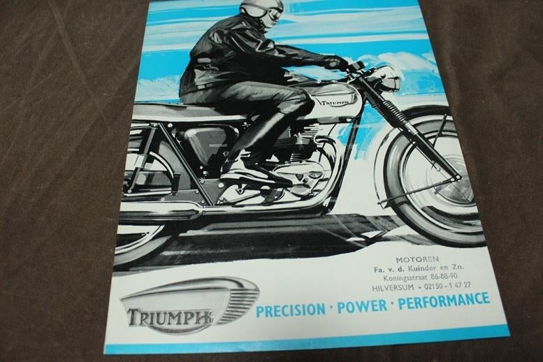 Triumph TR6 T90 T20 T120 motorfiets verkoop folder brochure, Ophalen of Verzenden, Triumph