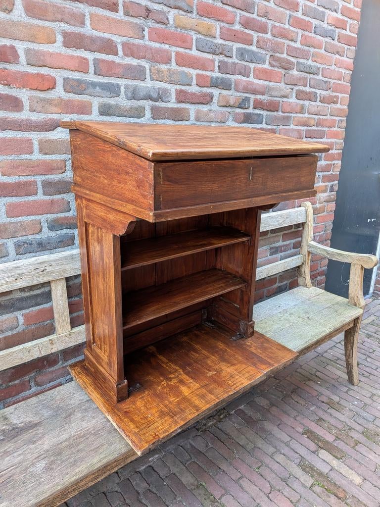 Antieke houten lessenaar/schoolbank – gerestaureerd 19 eeuw, Ophalen