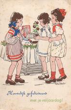 KINDEREN geven cadeaus. Tekening Rijka Bleeker uit 1948, Verzenden, 1940 tot 1960, Gelopen, Kinderen