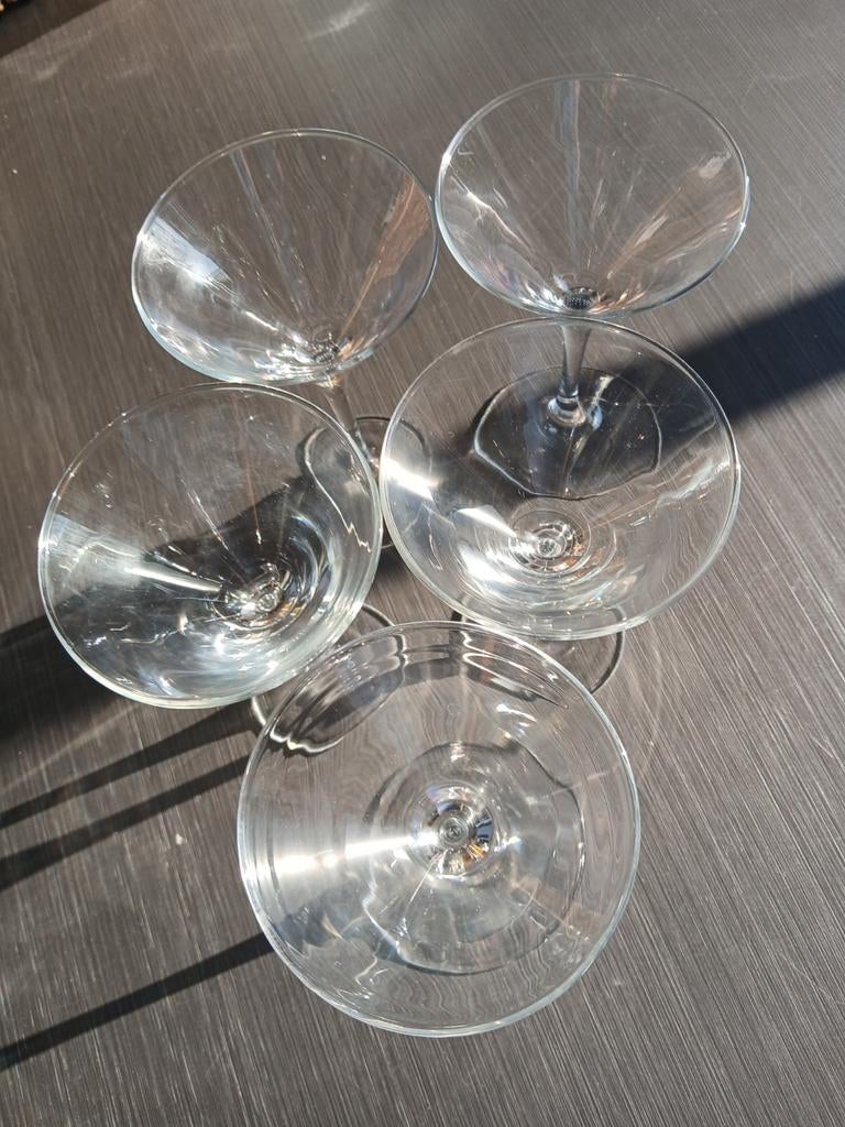 kristallen set Luigi Bormioli van 5 elegante cocktailglazen, Glas of Glazen, Ophalen of Verzenden, Effen, Glas