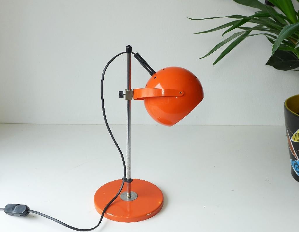 Vintage Tafellamp Space Age Eyeball Lamp jaren 60 70 oranje, Gebruikt, Ophalen of Verzenden, Minder dan 50 cm, Space age