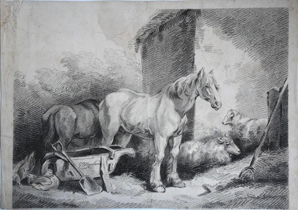 Onvermelde Maker naar George Morland litho "Paard in Stal", Antiek en Kunst, Kunst | Litho's en Zeefdrukken, Ophalen