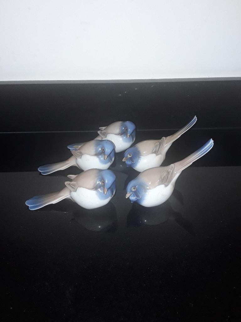 5 Bing en Grondahl porseleinen vogels, Verzenden, Zo goed als nieuw, Porselein, Beeldje(s)